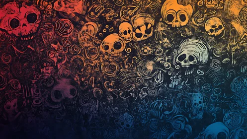 Chromatic skull vortex field with spiral noise gradients.