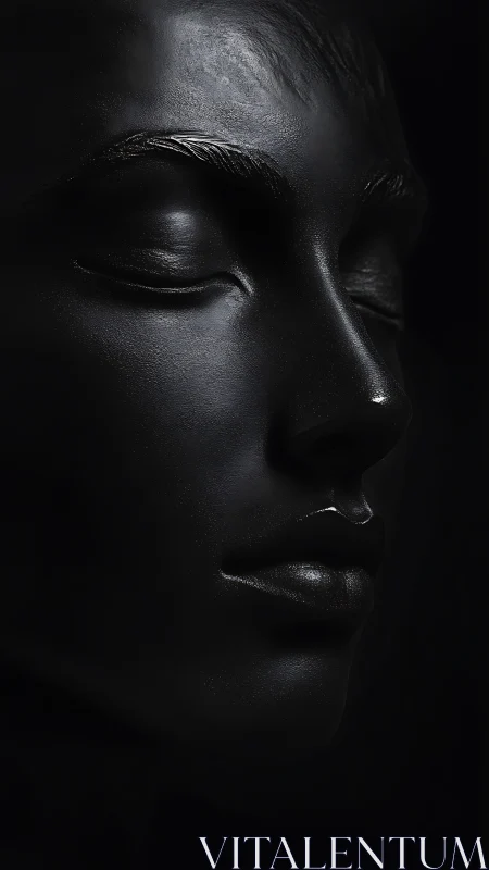 Sculpted midnight profile in chiaroscuro close-up portrait.