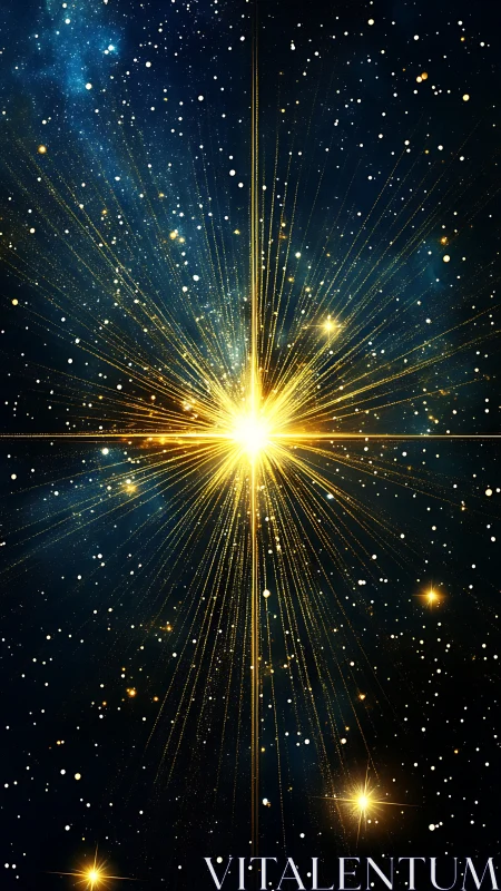 Celestial burst crowned in gold at the heart of deep space.