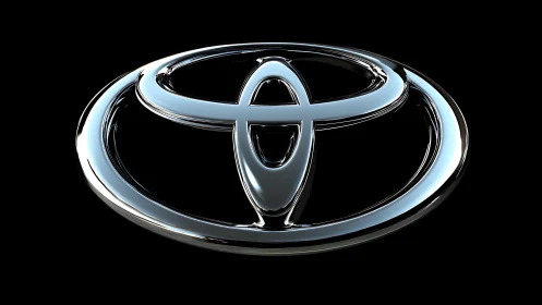 High-gloss chrome automotive emblem rendered with reflective HDR lighting