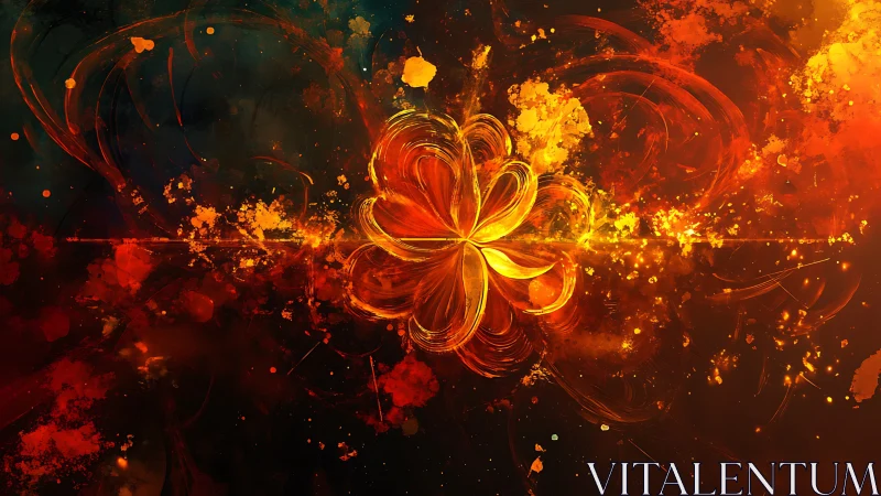 Radiant vortex blossom under turbulent chromatic combustion.