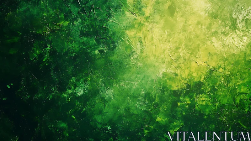 Lush Abstract Green Texture Painting with Vibrant Brush Strokes.