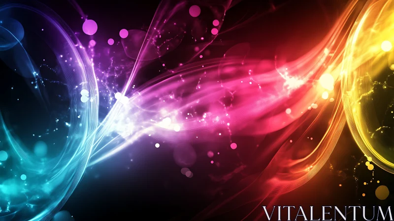 Swirling neon waves crossing in a playful cosmic dance.