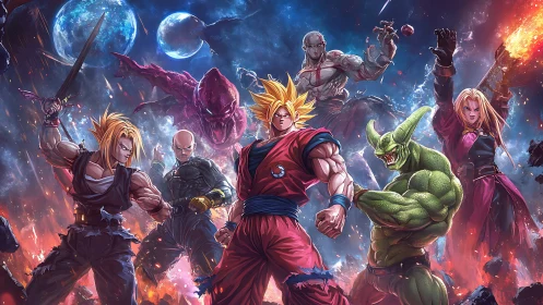 Saiyan-led cosmic battle erupts over fractured alien world.
