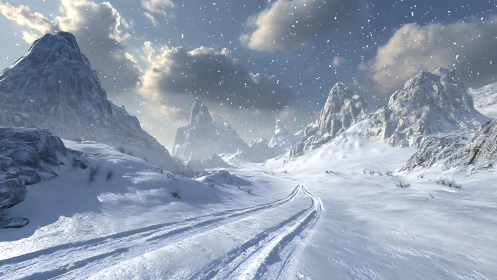 Snowy mountain trail invites quiet winter exploration