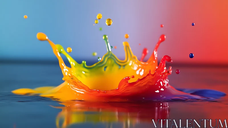 Exploding rainbow paint splash freezes dynamic creative energy