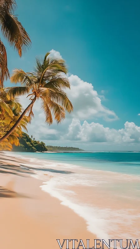 Tropical Paradise Beach with Palm Trees and Turquoise Waters
