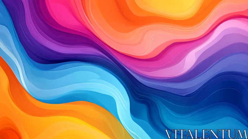 Multicolored layered wave forms in abstract digital artwork.