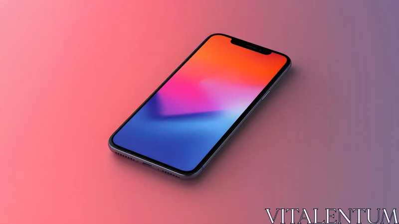Modern smartphone with gradient screen on pink background. Modern smartphone with gradient screen on pink background.