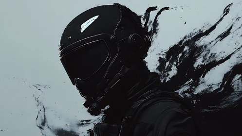 Mysterious space wanderer wrapped in inky cosmic shadows.