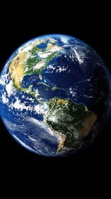 Earth is rendered from space showing western hemisphere