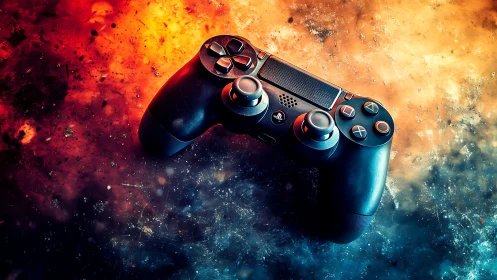 PlayStation DualShock 4 Controller Against Luminous Particle Gradient.