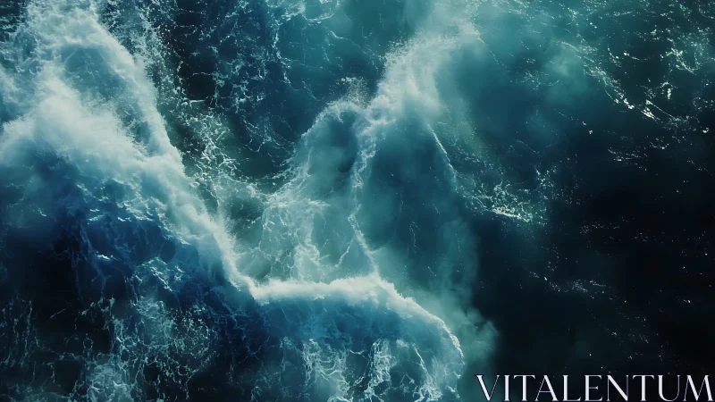 Photorealistic aerial study of turbulent ocean surface dynamics.