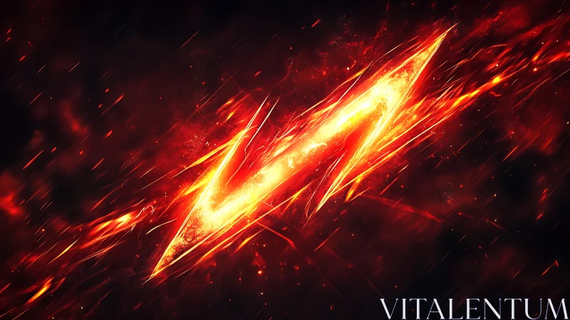 Volcanic lightning slash rendered in fiery motion graphics.