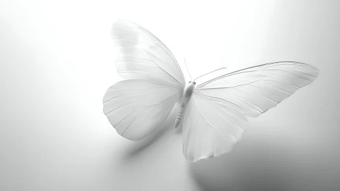 White butterfly model rendered on clean white background
