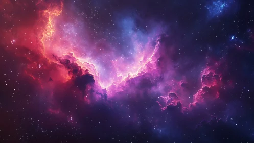 Stellar nebula glows with radiant magenta and cyan light.