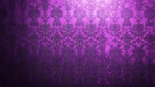 Ornate violet damask pattern under soft gradient glow.