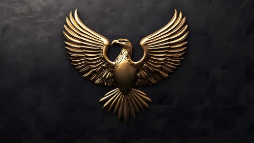 Majestic Golden Eagle Emblem on Dark Textured Background.