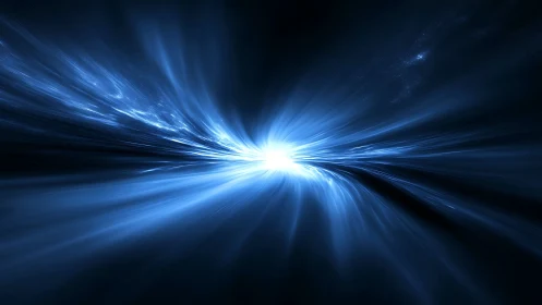 Radiant blue energy burst streaks through deep cosmic space