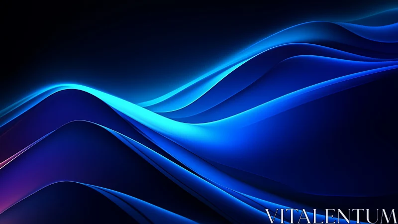 Luminous blue light waves flow across a dark horizon.