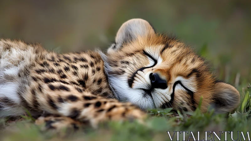 Sleeping cheetah cub rendered in high-resolution wildlife closeup