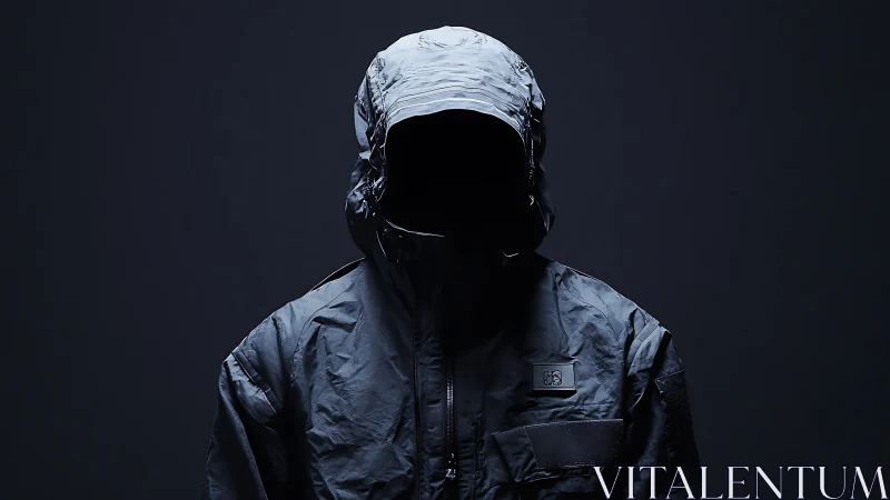 Mysterious hooded jacket invites curiosity in deep shadow