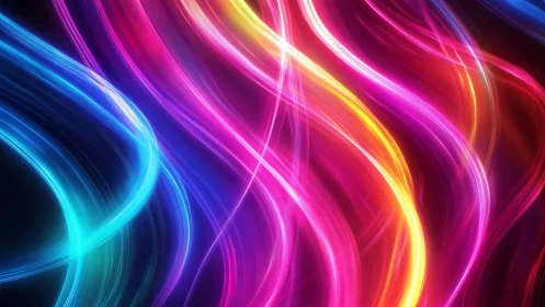 Neon chromatic light trails in flowing abstract composition.
