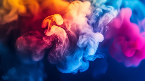 Vibrant multicolor ink clouds swirling in saturated depth.