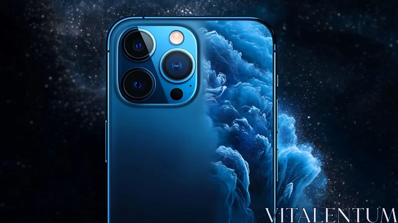 Premium Blue Smartphone with Stunning Multi-Lens Camera System.