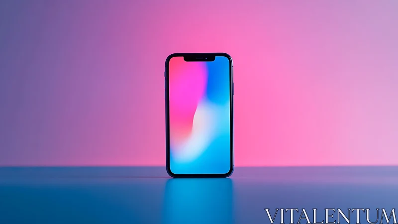 Modern Smartphone Against Vibrant Gradient Backdrop