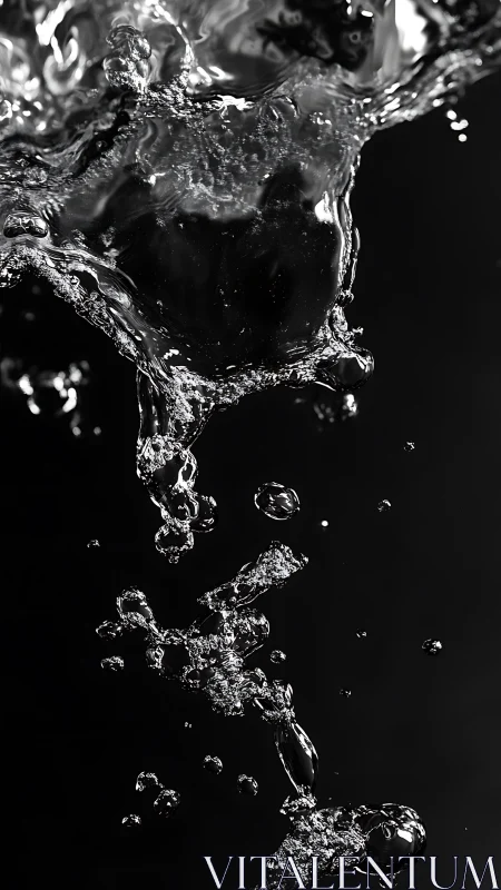 High contrast splash of clear water against black background.