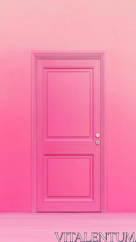Pink monochrome door with layered trim and soft gradient