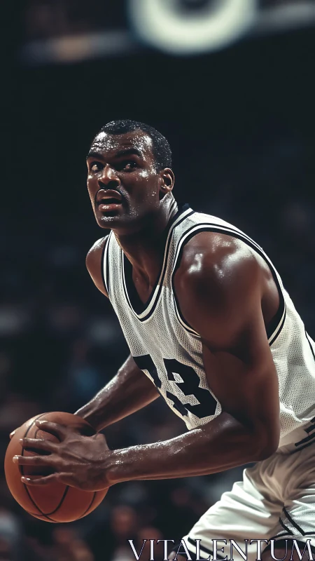 Sweat-lit power gathers as the focused forward cradles the ball