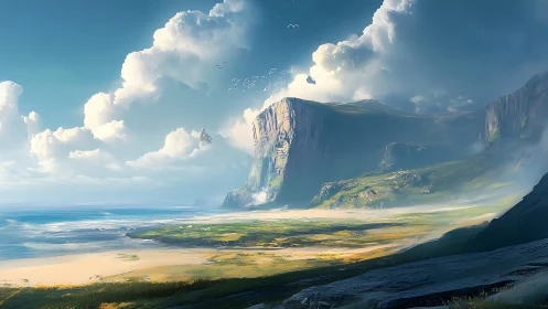 Majestic Cliffs Meet Golden Valley Below.