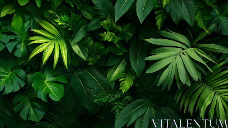 High-resolution layered tropical foliage canopy with lush textures