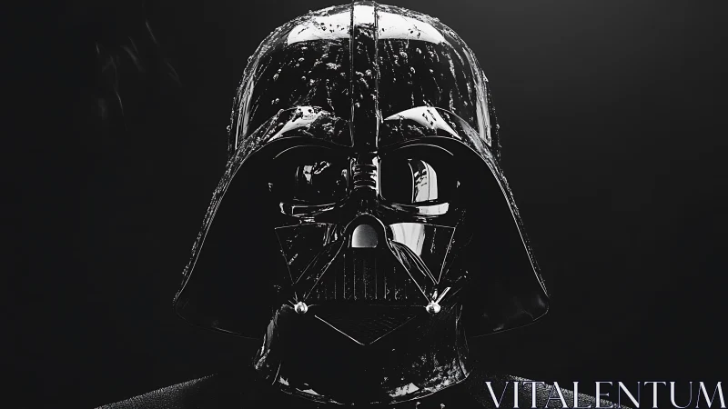 Midnight visor drinks starlight on a brooding metal helm