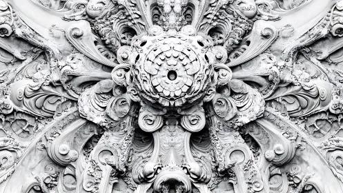 Intricate monochrome fractal bloom radiates sculptural detail.