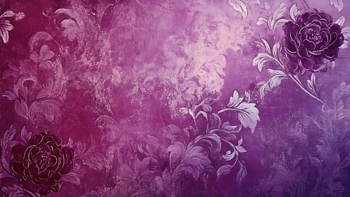 Purple Floral Botanical Gradient Textured Background Art