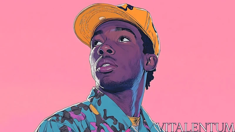 Sideways dreamer tilts toward neon skies of possibility