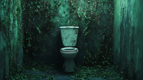 Forgotten porcelain throne quietly surrenders to jungle ivy