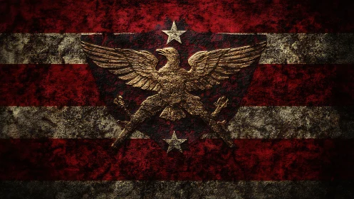 Weathered warbird spreads its bronze wings over scarred stripes