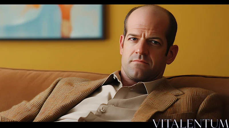 Steady gaze on a mustard sofa quietly rewrites the room