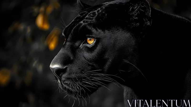 Black Panther Portrait with Golden Eyes: Dramatic Wildlife Study.