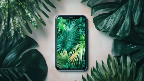 Phone window opening into a lush, calming digital jungle.