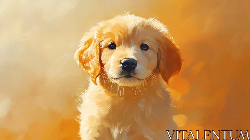 Golden puppy portrait glowing in soft autumn light.