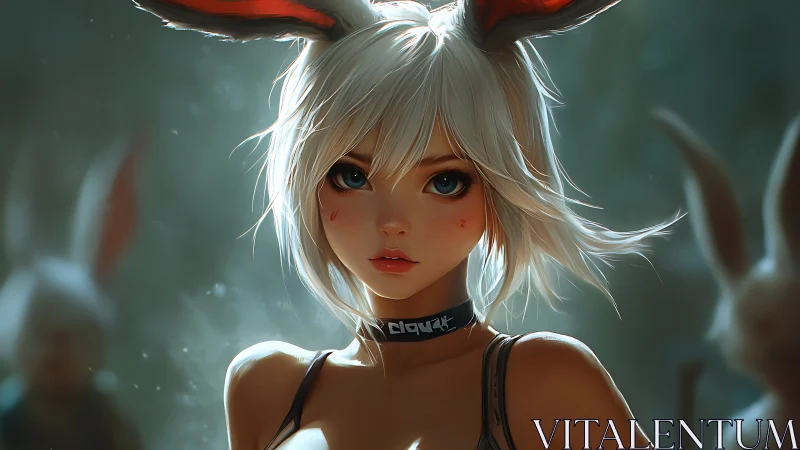 Forest hare-eared heroine glows in soft dreamlight focus.