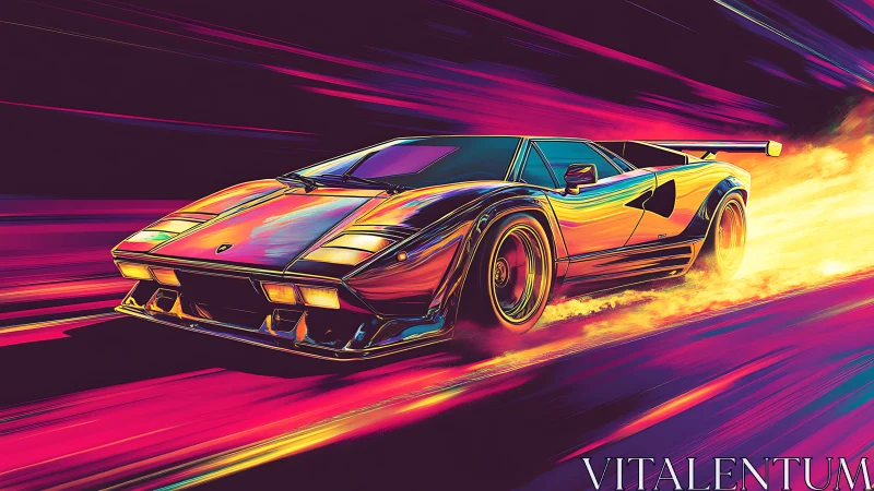 Neon highway sprint with a retro-futuristic supercar.