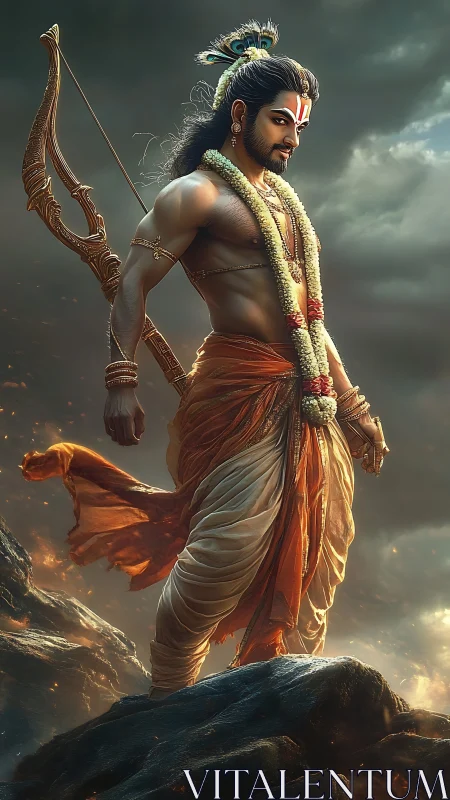 High-detail mythic archer rendered with cinematic volumetric lighting