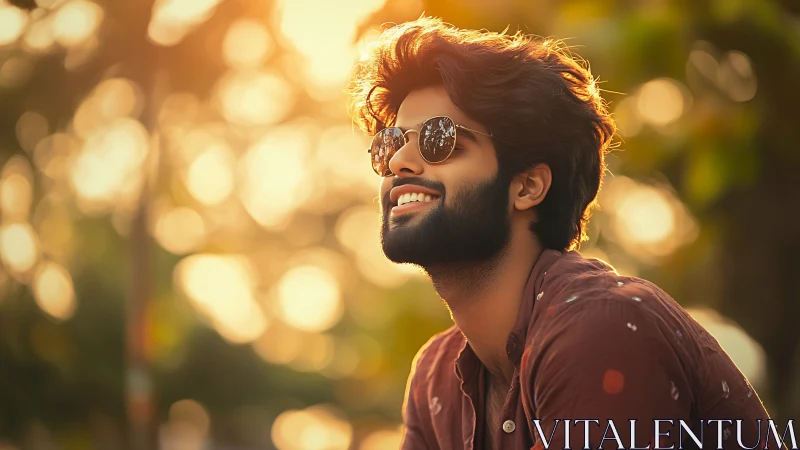 Backlit portrait with shallow depth and warm golden hour bokeh