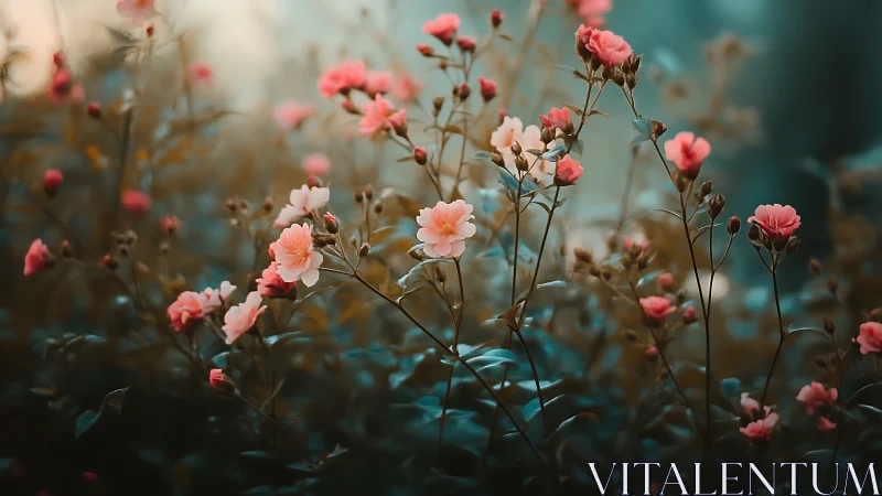 Delicate Pink Carnations in Soft-Focus Garden Setting